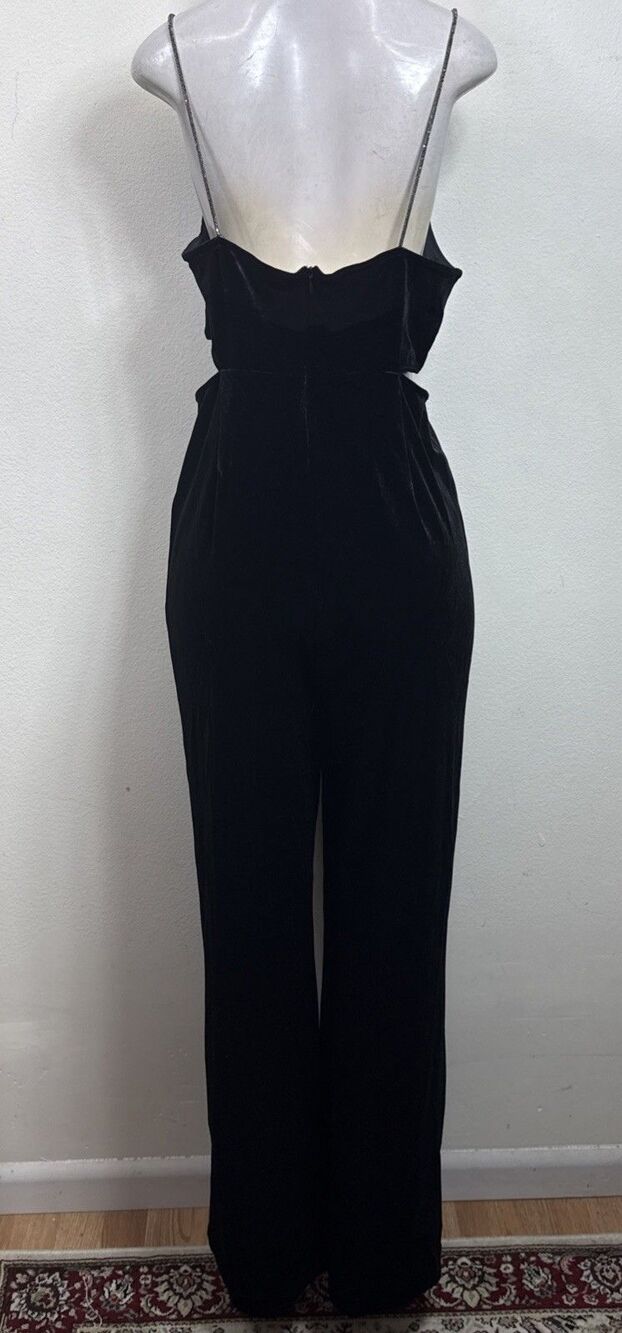 (Q1) ZARA VELVET JUMPSUIT WITH RHINESTONE STRAPS, size S - Picture 3 of 16